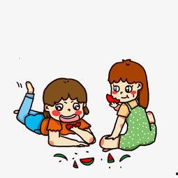 多人吃瓜图片卡通,多人吃瓜卡通盛宴